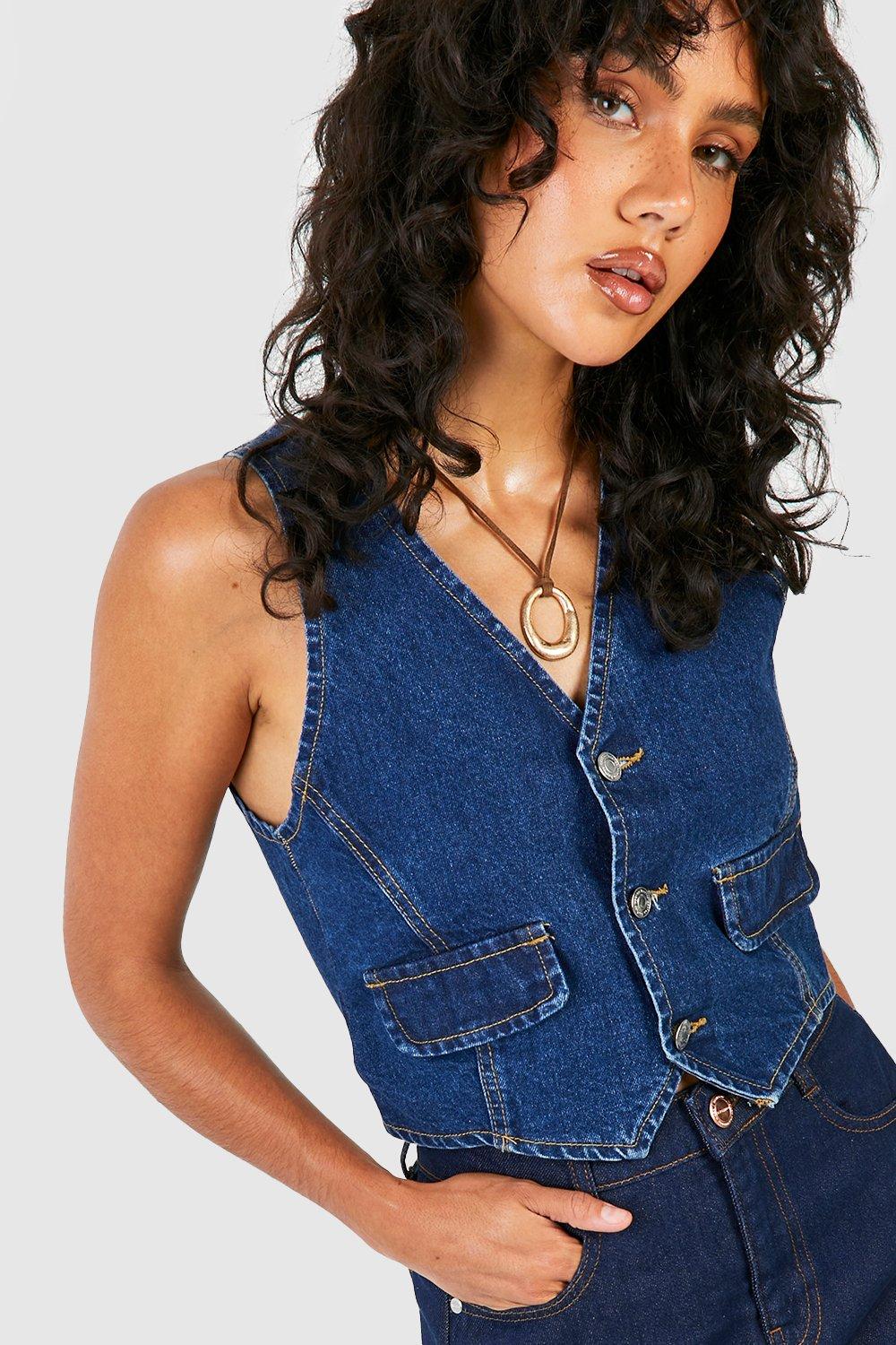 Button Through Denim Waistcoat